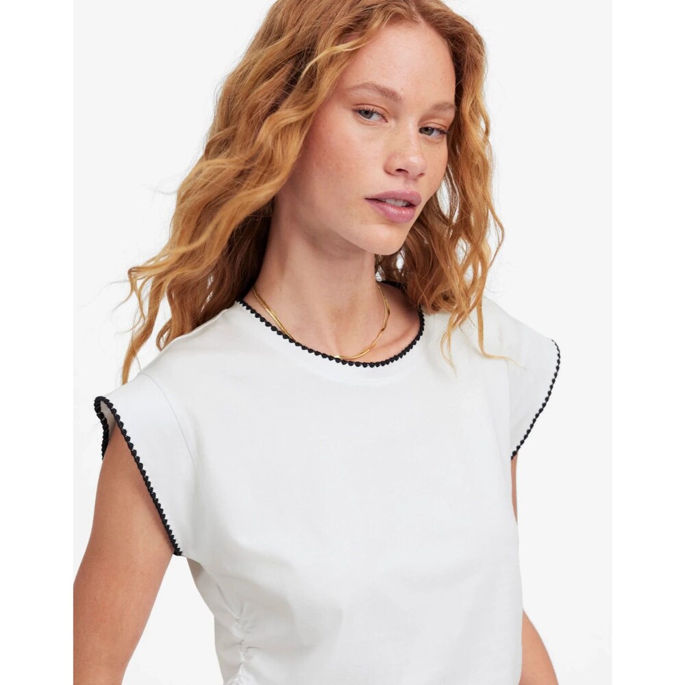 MADEWELL Side-Cinch Muscle Tee M White Crewneck Embroidered NWT B64